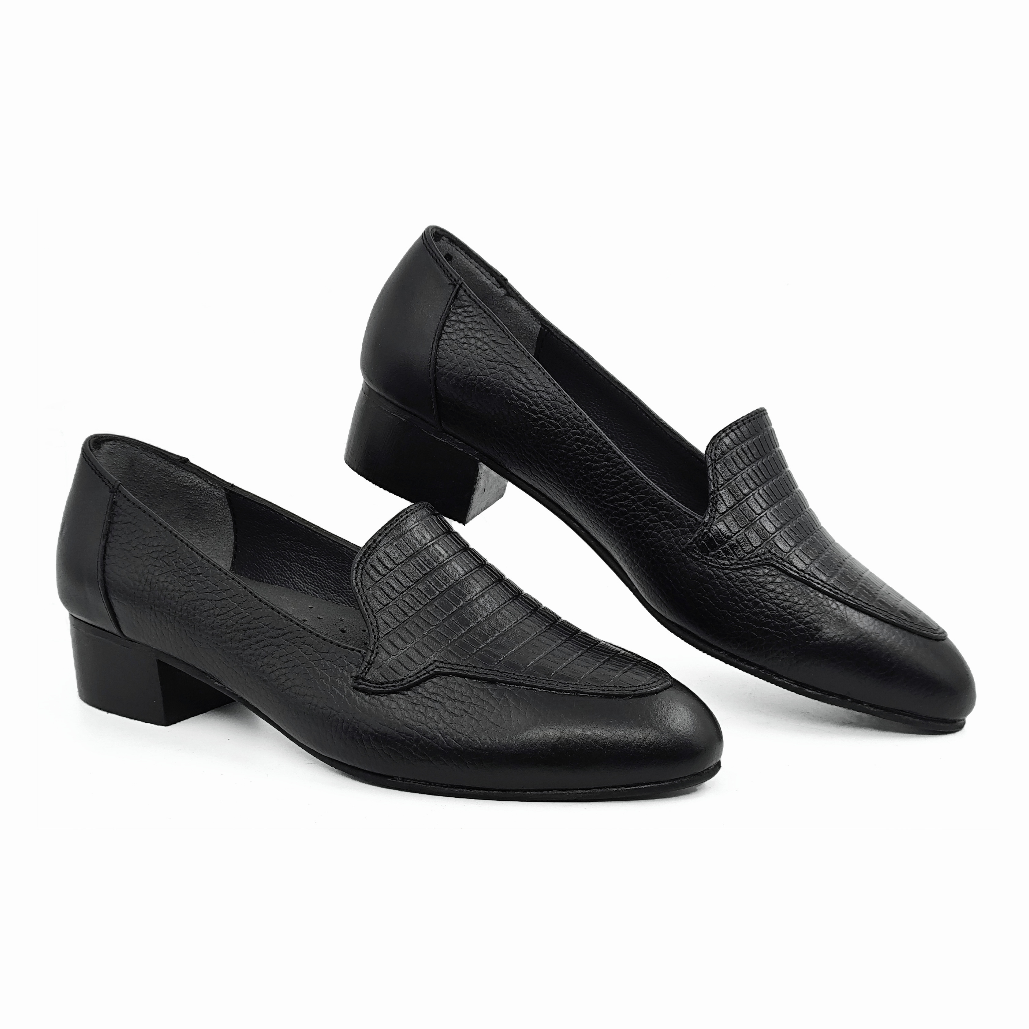 کفش پاشنه چوبی چرم زنانه